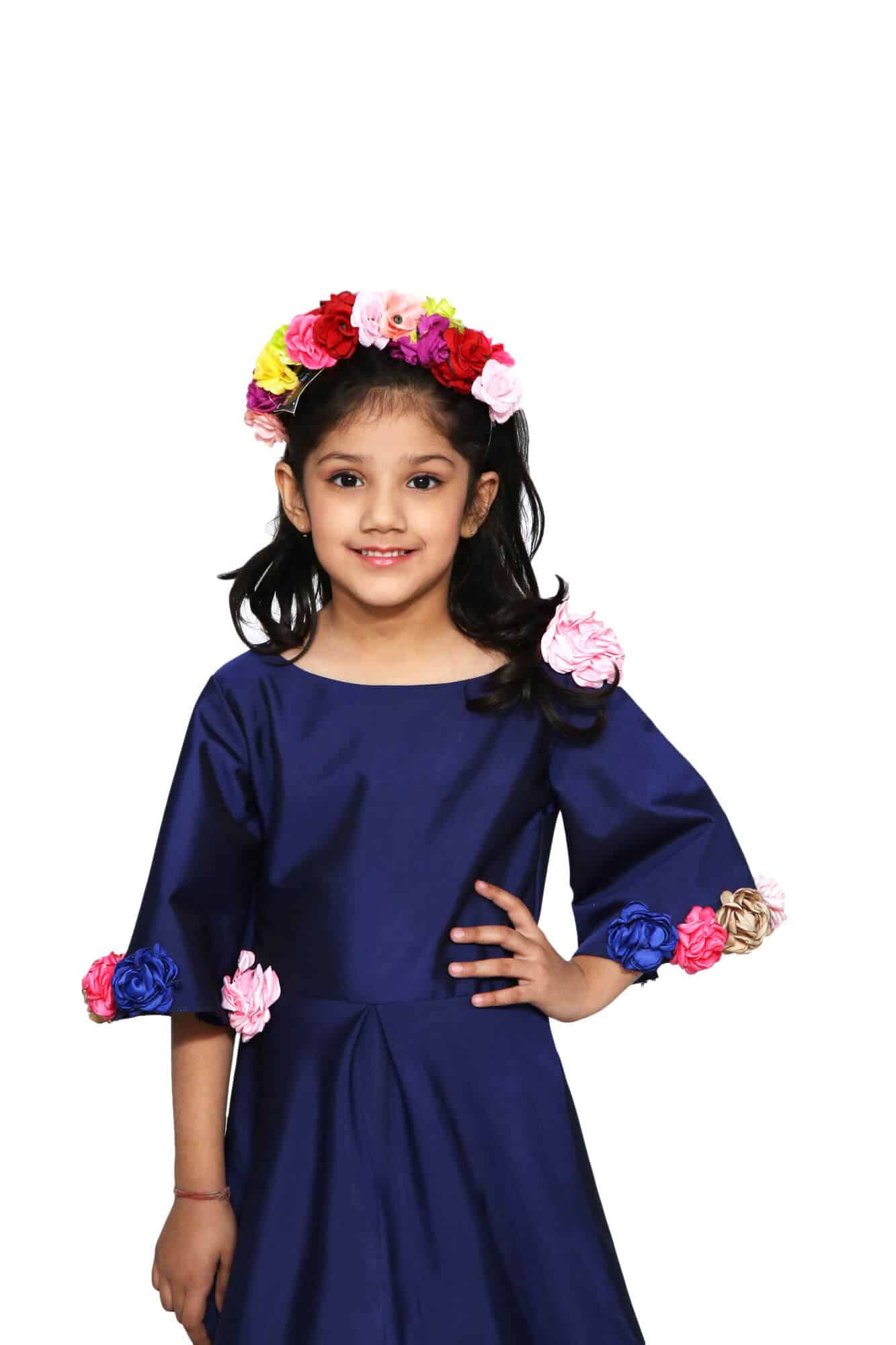 Toddler girl blue birthday gown party wear stylish elegant princess look