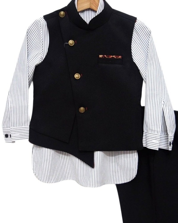 Black white shirt with jacket for boys birthday stylish outfit