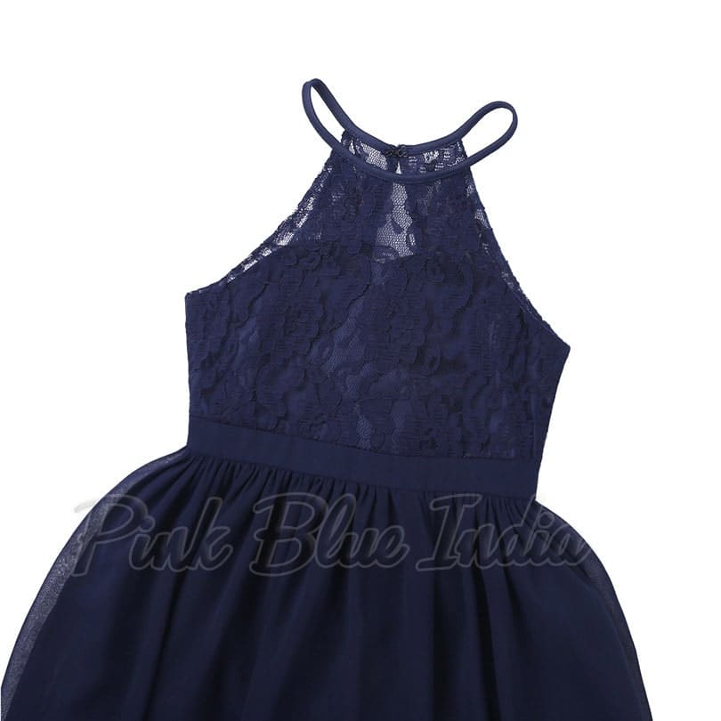 Stylish blue long gown for girls birthday celebration elegant princess outfit