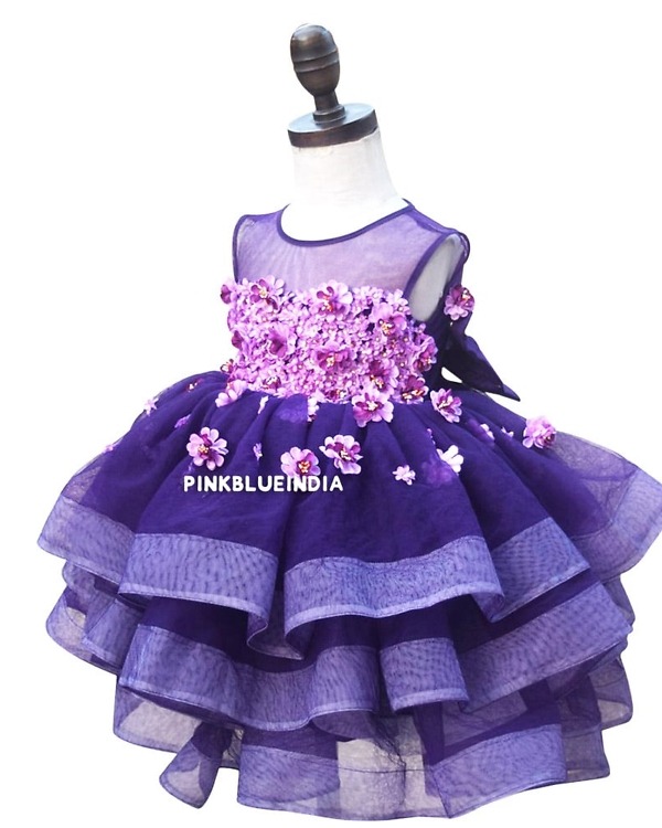 Stylish multilayer fancy dress for girls party, graceful festive outfit