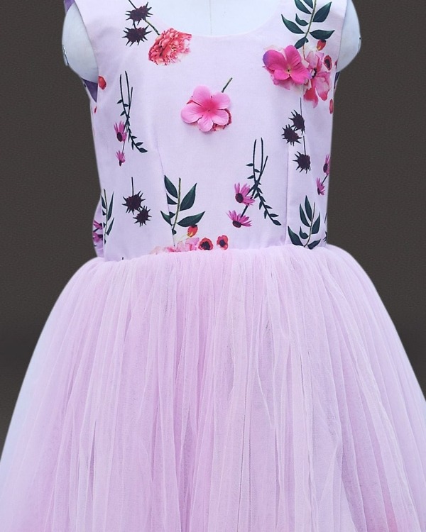 Lavender party gown for kids beautiful birthday celebration wear
