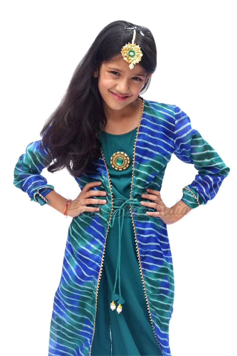 Stylish chanderi jacket palazzo set for girls wedding wear