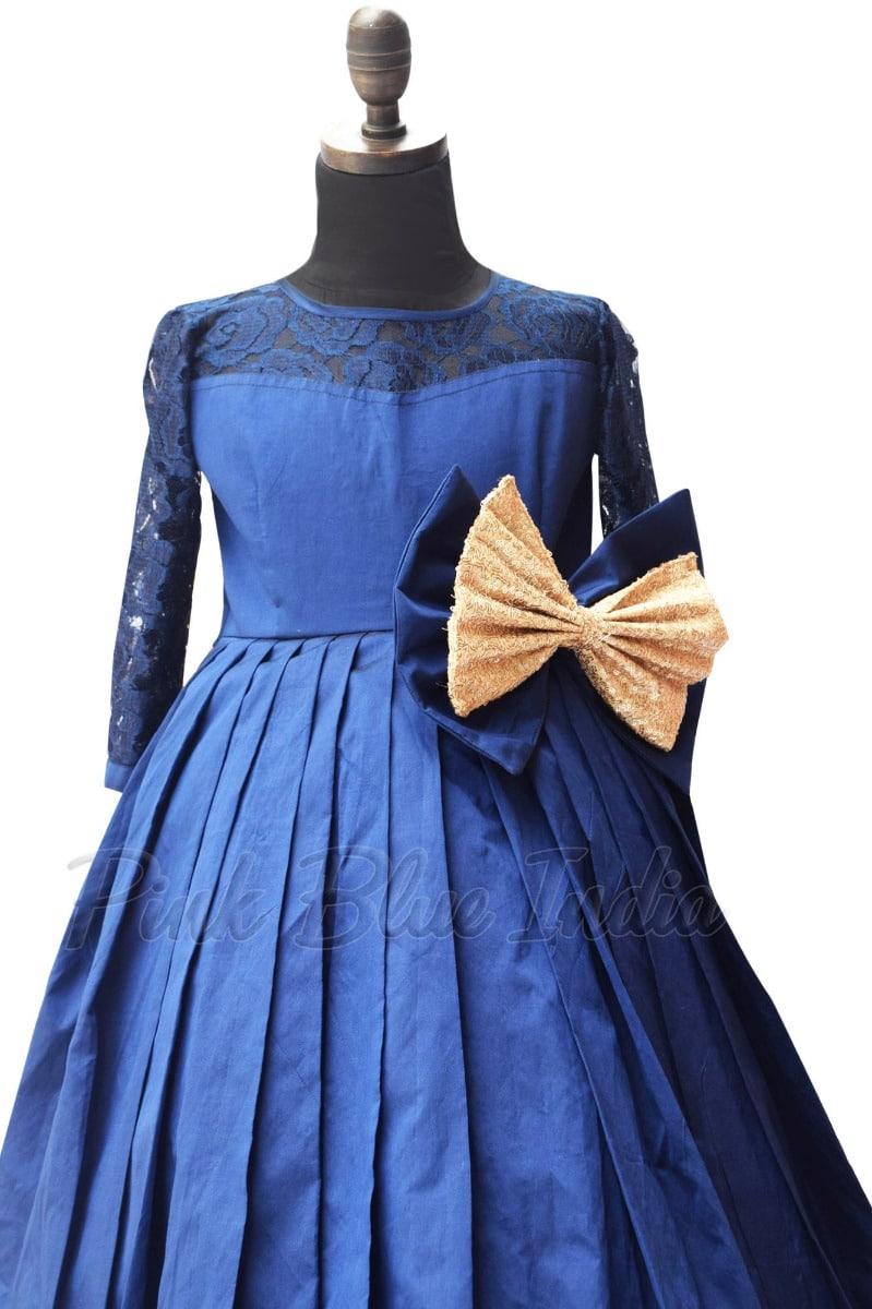 Stylish royal blue high low gown for girls birthday celebration elegant outfit