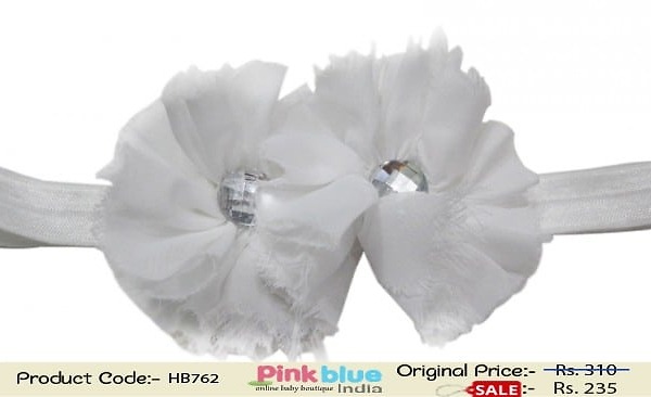 White baby girl headband for birthday celebration, soft and elegant style