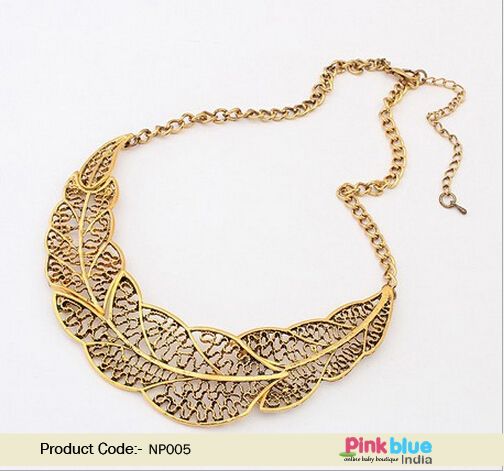 Gold pattern necklace for women intricate design festive wear elegant