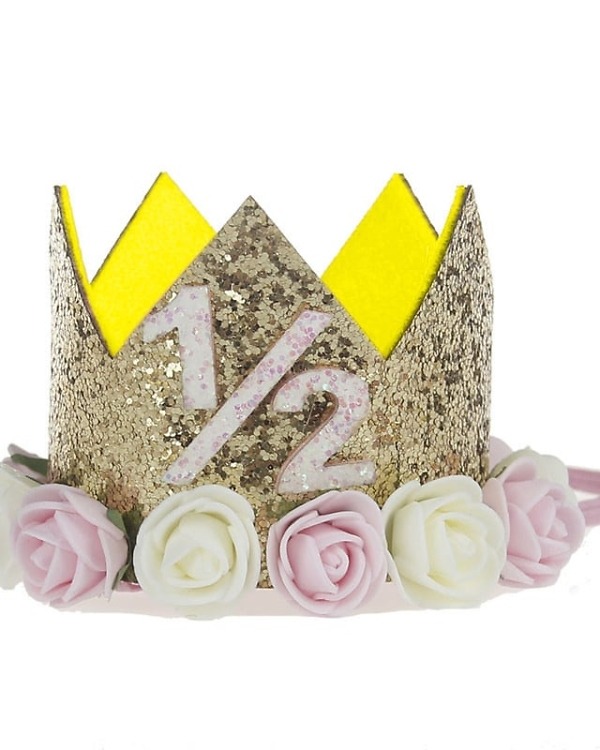 Princess 1/2 Half Birthday Crown Headband for Little Girls