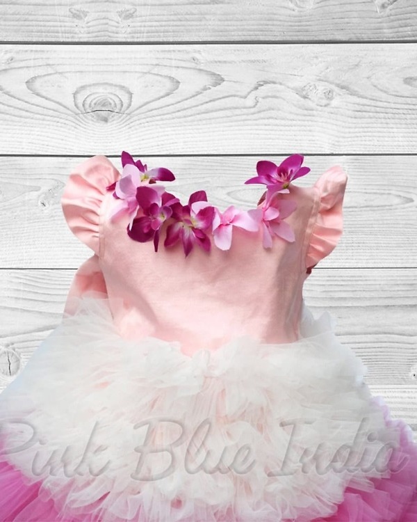 Pink ombre birthday gown for girls stylish elegant party wear