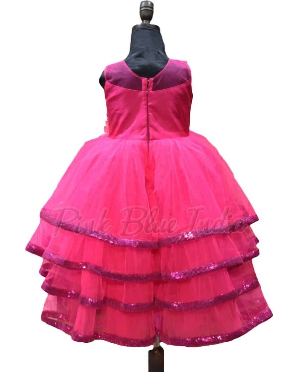 Pink party wear gown for girls birthday celebration stylish outfit