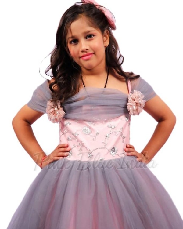 Stylish pink kids ball gown for birthday celebration elegant party outfit