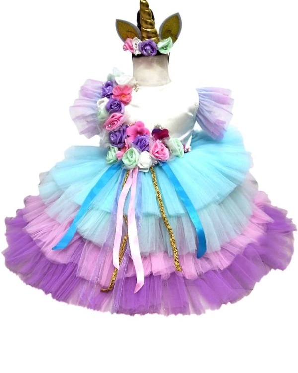 Unicorn birthday dress up costume baby girl vibrant rainbow party outfit cute gift