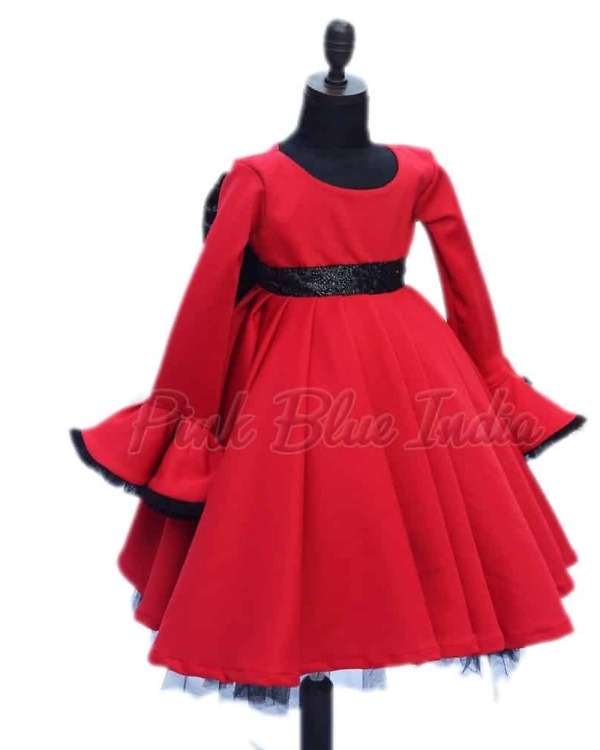 Red Minnie birthday dress for girls stylish theme party wear outfit