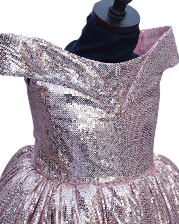 Rose gold sequin dress for baby girl elegant stylish birthday outfit