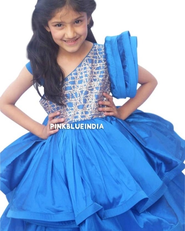 Elegant blue party dress for girls, cute and stylish celebration wear