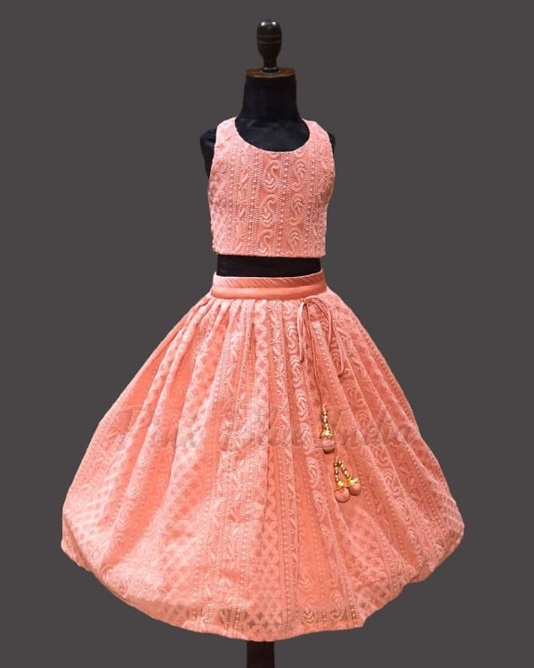 Kids chikankari lehenga stylish Indian wedding occasion outfit