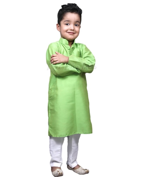 Green kurta pajama for kids festive function stylish traditional wear