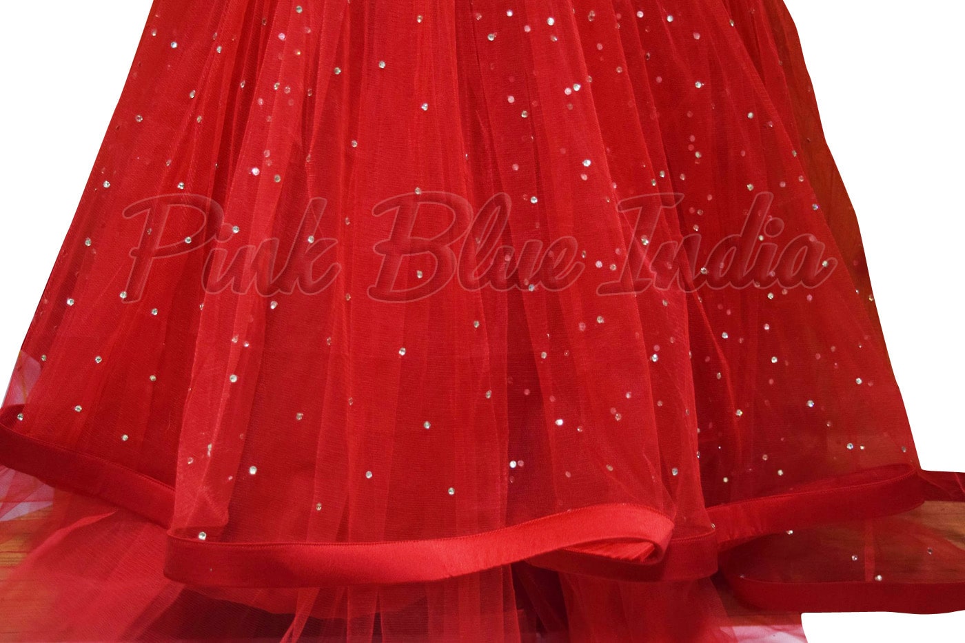 Red party wear gown for kids girls elegant birthday outfit