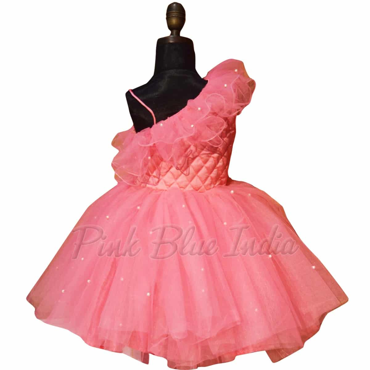 Pink birthday gown for kids girl layered tulle stylish party wear
