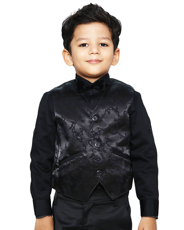 Kids waistcoat tuxedo shirt black bow tie wedding party smart outfit