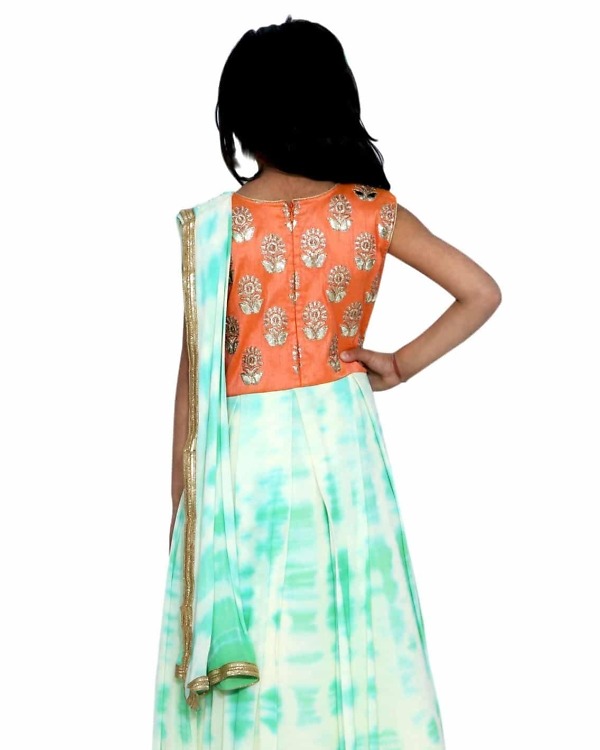 Princess saree style dress for kids girl, indo western party wear, elegant look