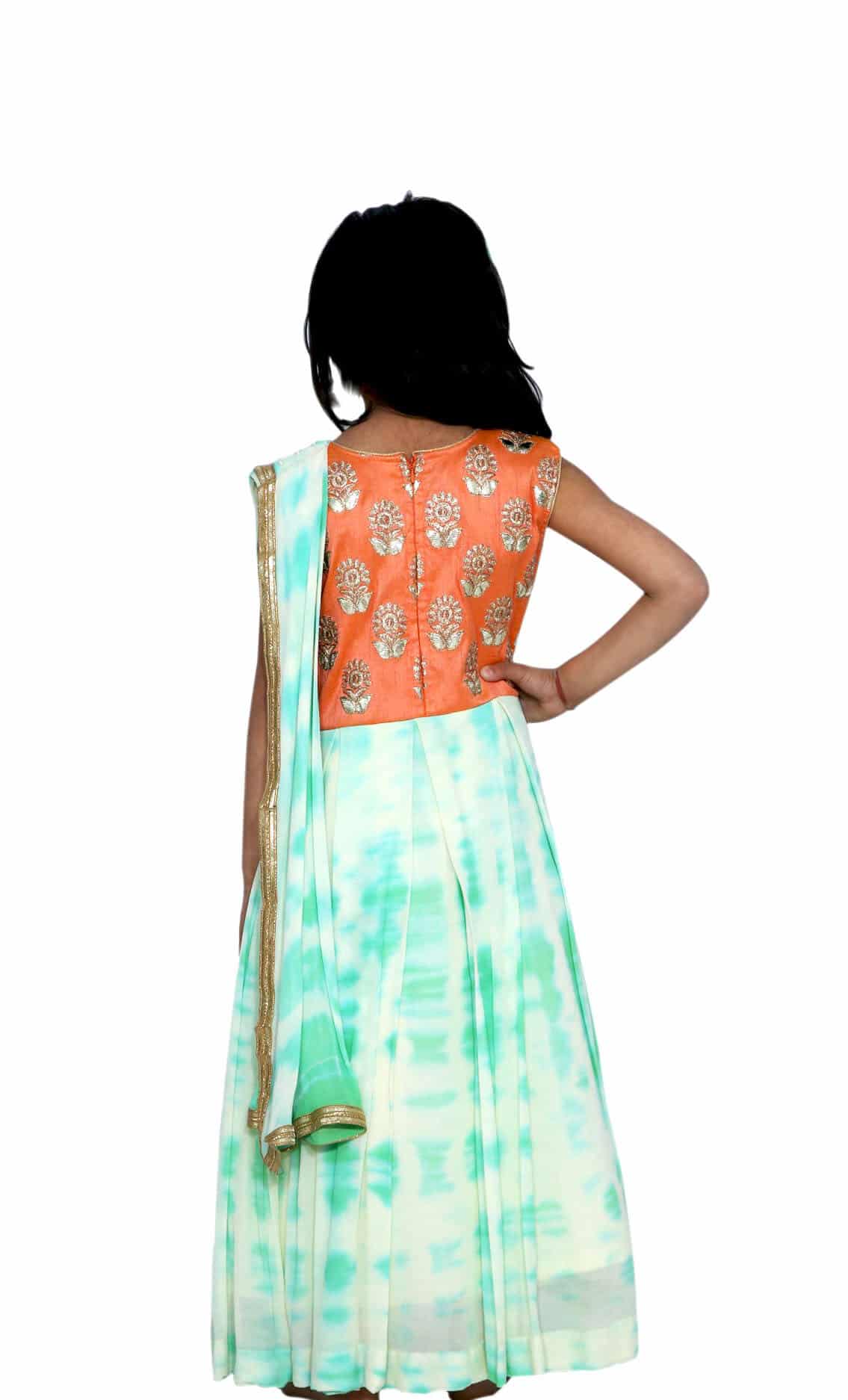 Princess saree style dress for kids girl, indo western party wear, elegant look