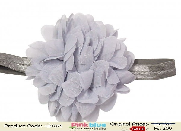 Grey floral headband for kids party, elegant and stylish accessory