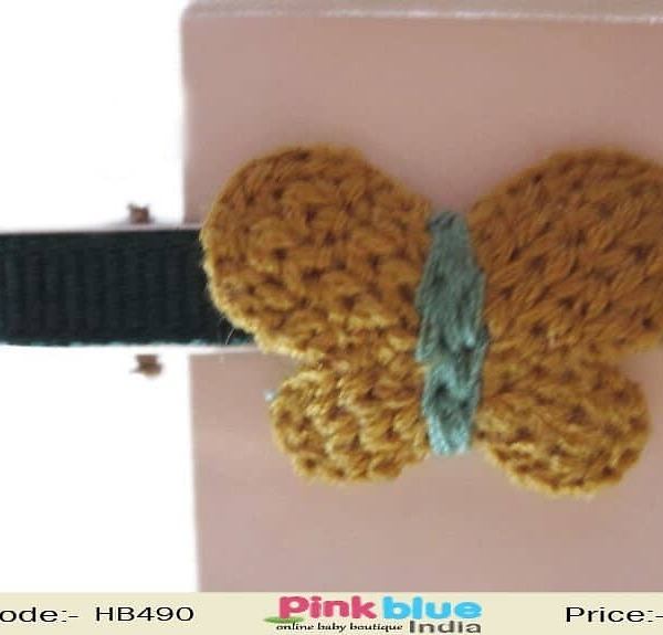 Baby girl mustard butterfly hair clip party wear cute stylish