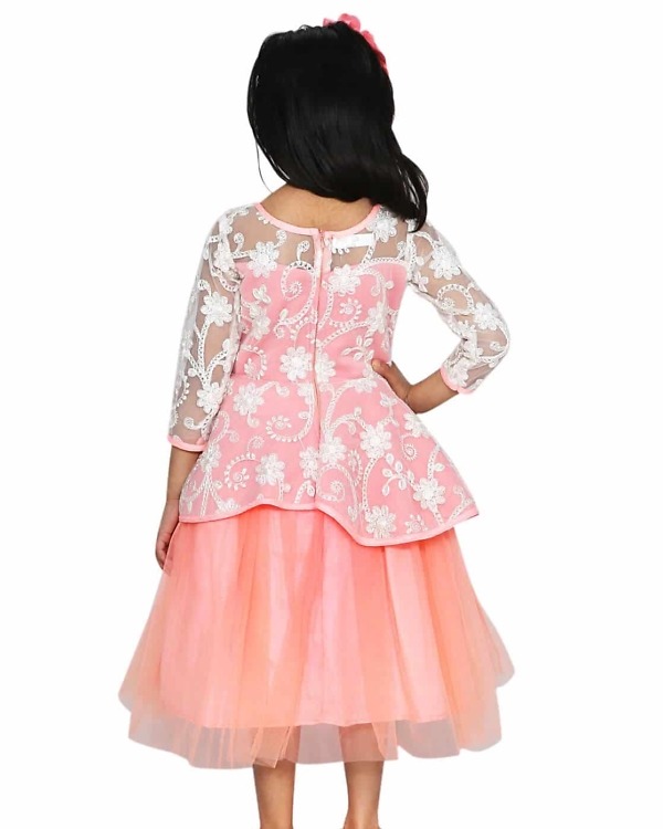 Classy pink flower girl dress for kids, wedding wear, elegant princess look