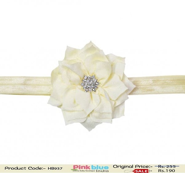 Cream designer headband for kids wedding, classy and stylish accessory