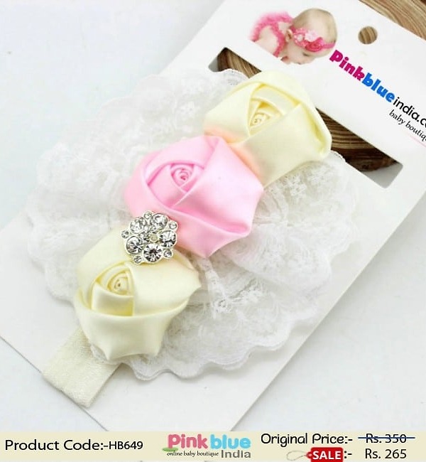 Newborn girl cream hairband princess style party accessory cute gift