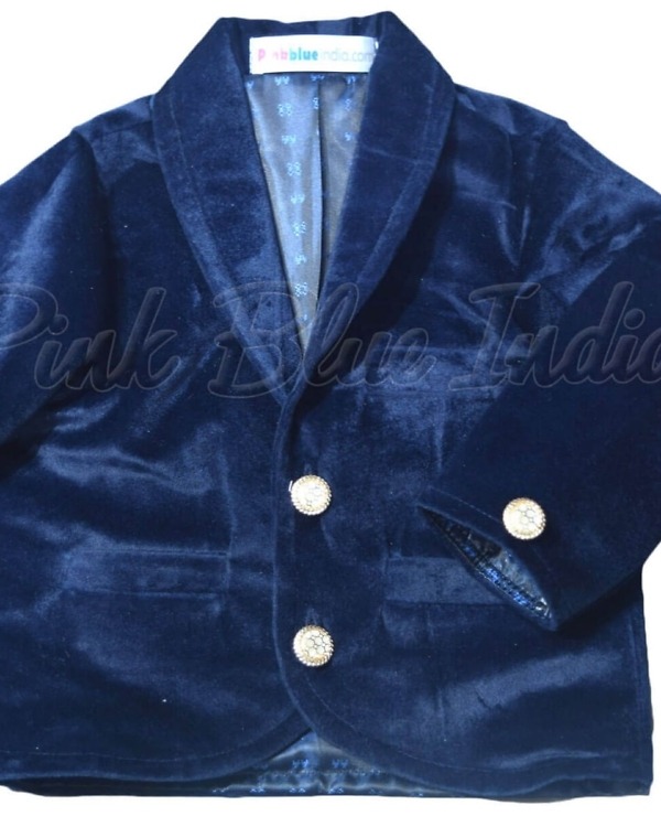 Blue velvet blazer for boys party wear stylish birthday outfit