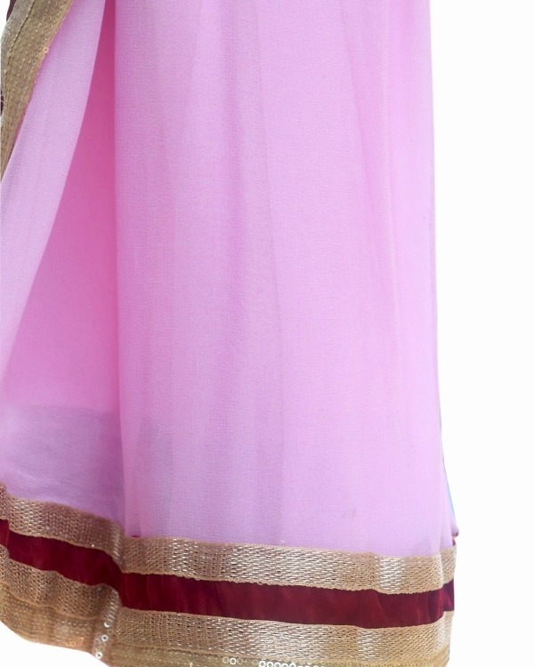Baby pink georgette saree dress for girls wedding wear elegant