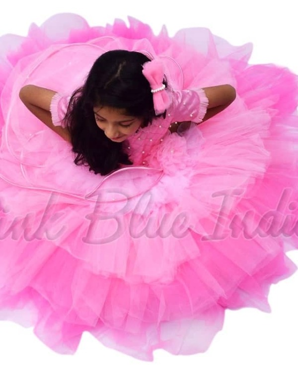 Cute baby girl cupcake dress, pastel pink party outfit, soft stylish birthday wear