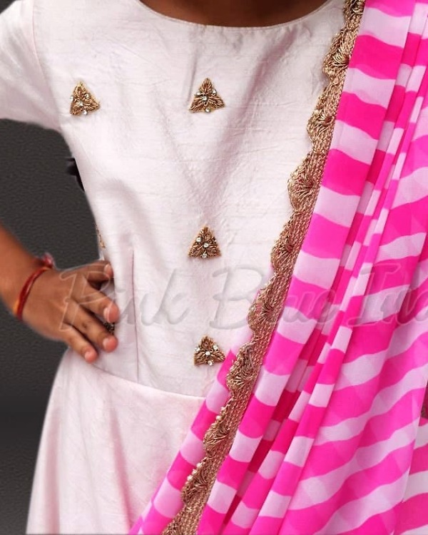 Cute pink ethnic gown for baby girl wedding stylish outfit