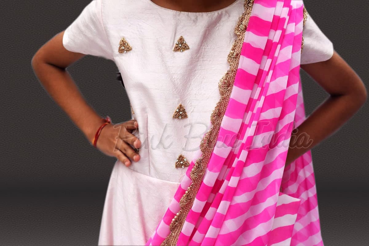 Cute pink ethnic gown for baby girl wedding stylish outfit