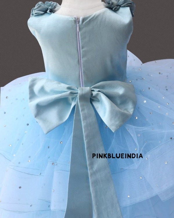 Cute baby girl Elsa theme gown blue princess party wear birthday outfit