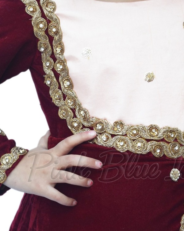Cute velvet gown for girls Indian wedding stylish festive wear
