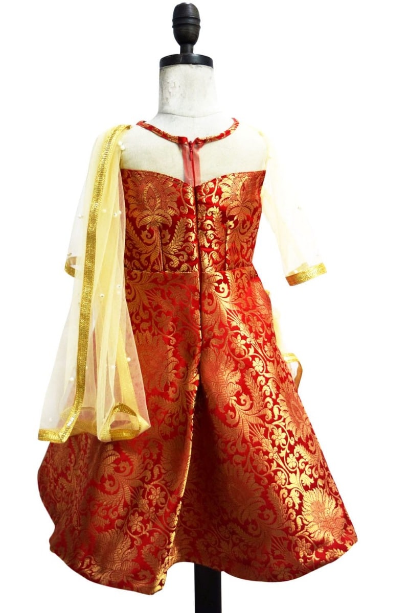 Cute indo western gown baby girl birthday celebration dress elegant party wear