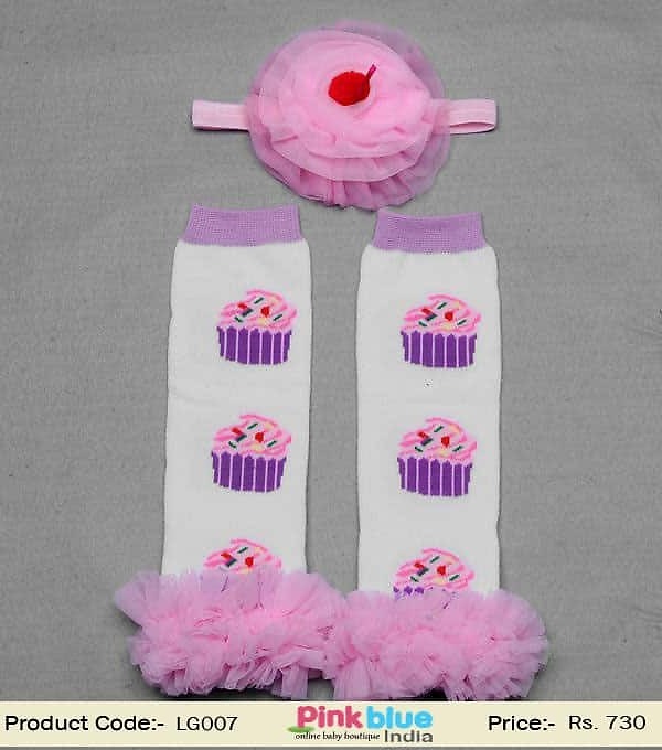 Pink and white leg warmers for baby girl, cute accessory for special outfits