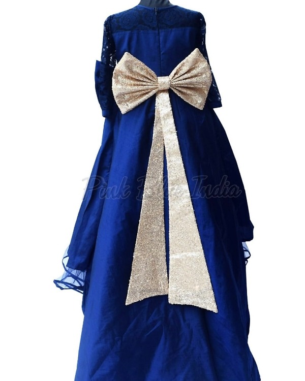 Cute royal blue high low party dress for girls birthday princess outfit