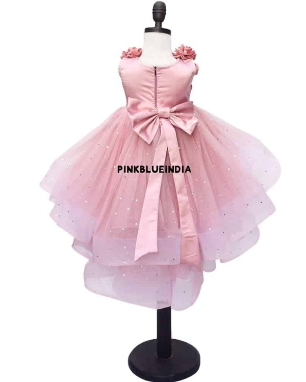 Cute mauve party dress for kids with stone detailing, graceful outfit