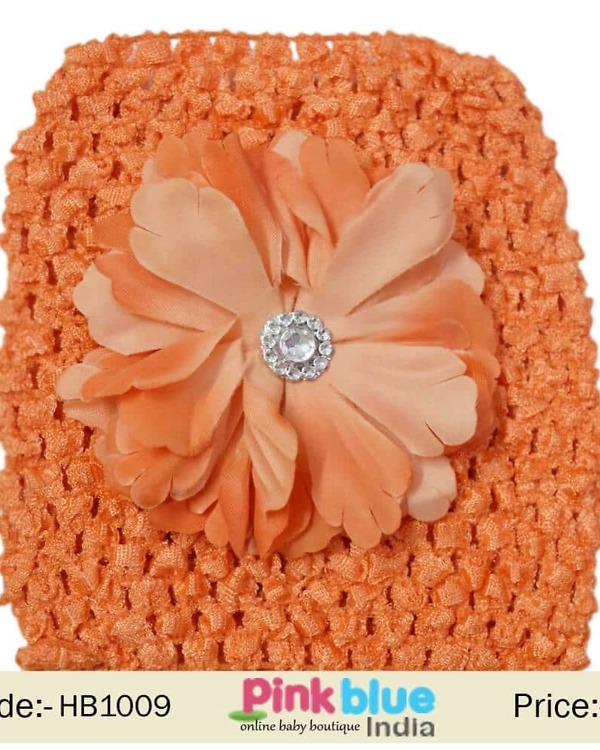 Orange floral toddler hairband for birthday, vibrant and stylish party wear