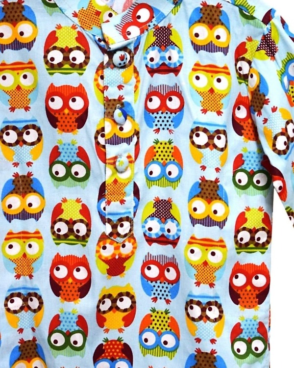 Cute owl print kurta boys festive outfit playful party wear comfortable style
