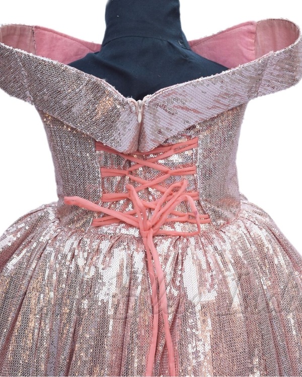 Rose gold sequin birthday dress for baby girl glitter stylish party wear