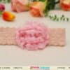 Infant girl salmon net headband pink floral motif birthday accessory