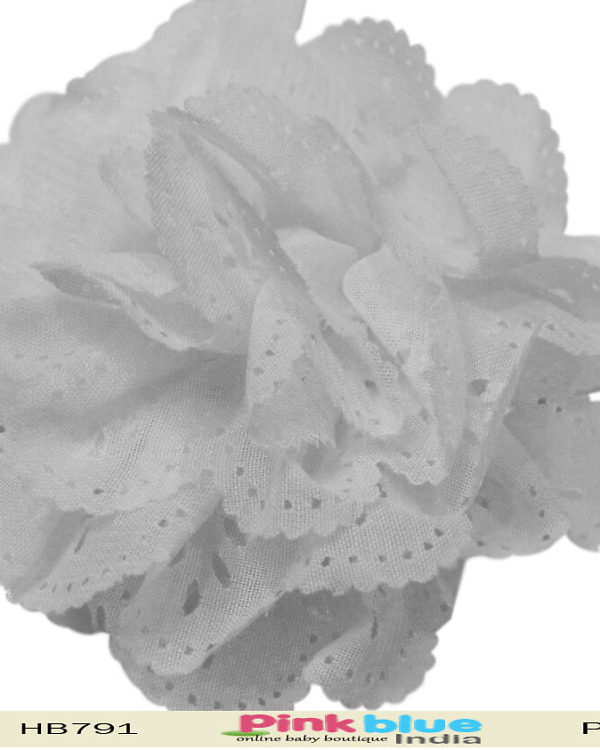 White floral baby headband for birthday, cute and elegant accessory