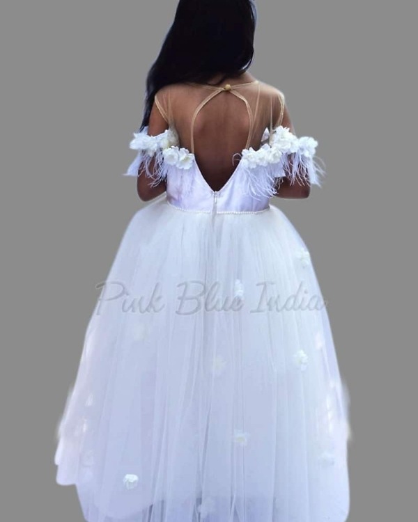 Cute white party gown for girls birthday stylish elegant look