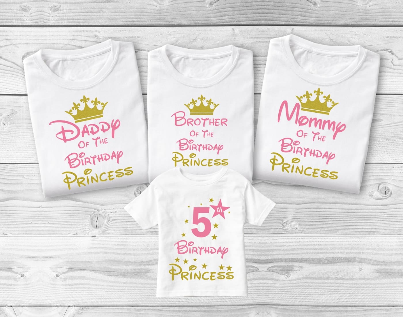 Family birthday t shirts set mommy daddy princess theme stylish celebration wear