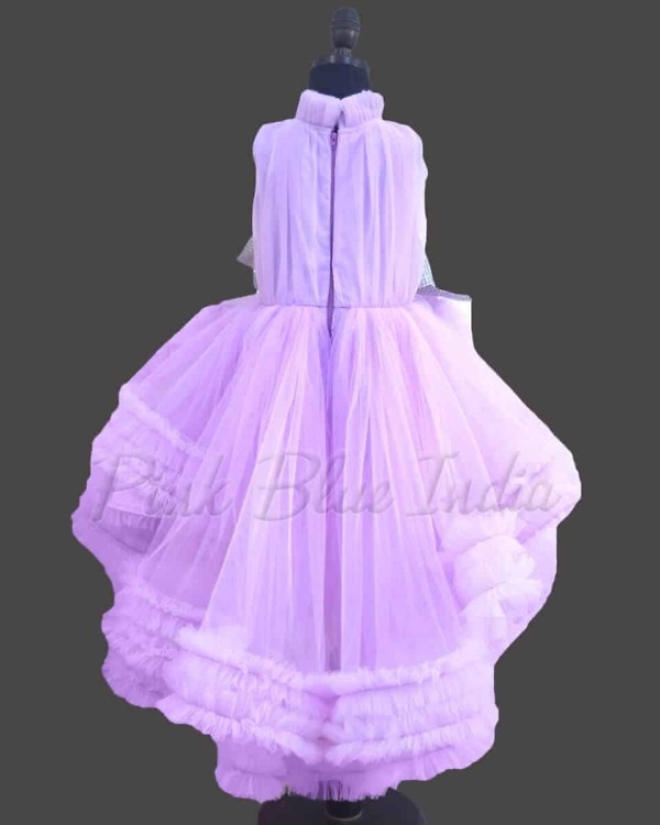 Designer lavender ruffle gown for girls birthday party wear stylish look