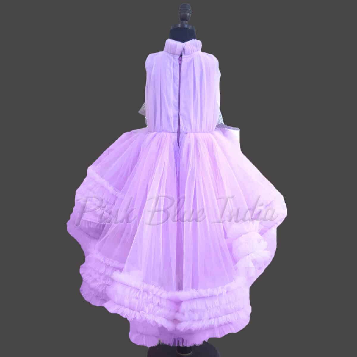 Designer lavender ruffle gown for girls birthday party wear stylish look