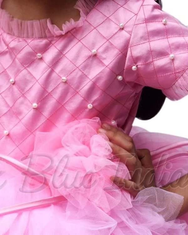 Designer baby girl cupcake gown in pink, birthday celebration wear, adorable style